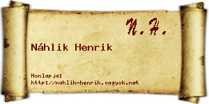 Náhlik Henrik névjegykártya