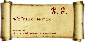 Náhlik Henrik névjegykártya